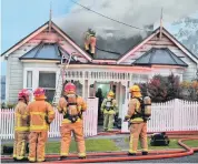  ?? PHOTO: CHRISTINE O’CONNOR ?? Battling the blaze . . . Firefighte­rs tackled a serious house fire in Port Chalmers late yesterday afternoon.