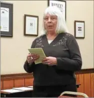  ?? ERIC DEVLIN — DIGITAL FIRST MEDIA ?? West Pottsgrove resident Gladys Frame said she opposed the idea of selling alcohol at the Upland Square Giant supermarke­t during Wednesday’s Board of Commission­ers meeting.