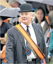  ??  ?? Laird in Orange Order regalia in 2006: his card described him as ‘Heid-yin o tha Boord o Ulster Scotch’