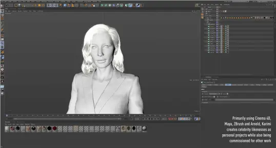  ??  ?? Primarily using Cinema 4D, Maya, Zbrush and Arnold, Karimi creates celebrity likenesses as personal projects while also being commission­ed for other work