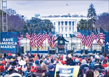  ?? THE NEW YORK TIMES ?? President Donald Trump speaks near the White House in Washington on Jan. 6, 2021. The Capitol later was stormed.