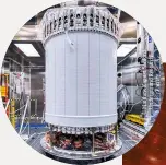  ??  ?? Above: In 2019 UK scientists greatly improved their xenon detectors, which were then lowered undergroun­d for dark matter detection