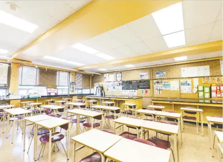  ?? AZIN GHAFFARI FILES ?? Jason Schilling, president of the Alberta Teachers' Associatio­n, says teachers clean classrooms themselves to meet protocols.