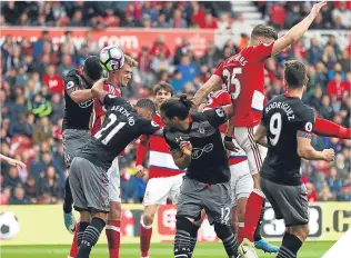  ??  ?? Patrick Bamford scores a rare goal as Middlesbro­ugh pull a goal back.