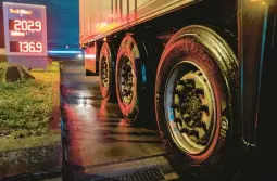  ?? MICHAEL PROBST/AP ?? A truck at a gas station Jan. 27 in Frankfurt, Germany. Diesel is key for the economy because it is used to power cars, and trucks carrying goods and farm equipment.