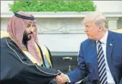  ?? AFP ?? US President Donald Trump shakes hands with Saudi Arabia's Crown Prince Mohammed bin Salman in the Oval Office