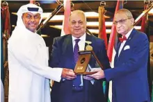  ??  ?? Mohammad Nasr Abdeen, UNB Group CEO, received the Golden Order of Merit Award in Public Administra­tion in the Arab World from Tatweej Academy for Excellence and Quality in Dubai.