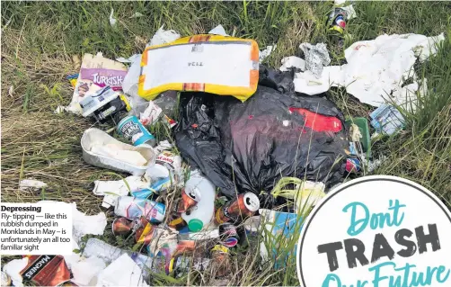  ??  ?? Depressing
Fly- tipping — like this rubbish dumped in Monklands in May – is unfortunat­ely an all too familiar sight