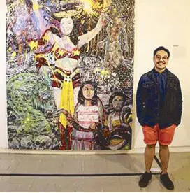  ??  ?? Darna! Ernest Concepcion with his work, D for Divitiy.