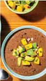  ?? Photo by Rey Lopez for The Washington Post ?? Coconut Black Bean Soup With Mango-Avocado Salsa.