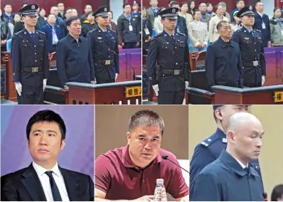  ?? ?? Five sports executives — Chen Xuyuan (top left), Yu Hongchen (top right), Dong Zheng (bottom left), Chen Yongliang (bottom center) and Liu Lei — were found guilty of bribery. — Agencies