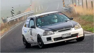  ??  ?? Mike O’Donnell and his team raced this lithe Honda Civic to oblivion at the 2018 Targa North Island rally.