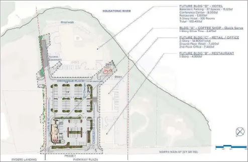  ?? Town of Stratford Planning & Zoning Department / Contribute­d photo ?? A rendering showing a proposed developmen­t off Main Street in Stratford.