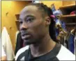  ?? TOM CANAVAN — THE ASSOCIATED PRESS ?? New York Giants cornerback Janoris Jenkins speaks to reporters in the NFL football team’s locker room, Friday in East Rutherford, N.J.