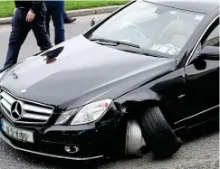  ??  ?? Smashed: The Mercedes that was rammed by gardaí