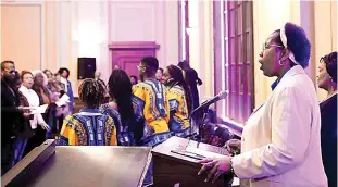  ?? File photo by Hunt Mercier ?? ■ Barbara Larry leads the crowd with the song “Lift Every Voice” on Friday at last year’s African American Voice event at the Regional Arts Center in Texarkana, Texas.