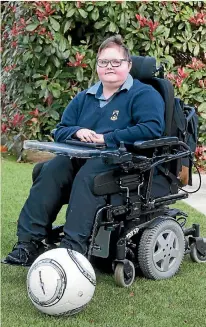  ?? PHOTO: MARK TAYLOR/ FAIRFAX NZ ?? Will Van Vroonhoven and his fellow Parafed Waikato Powerchair Football teammates will compete in a regional tournament this weekend.