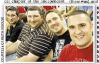  ??  ?? Keith, Vincent, Paul and Anthony Viscuse (l. to r.) enjoy a Texas Rangers baseball game. After Vincent died of kidney cancer, the other three brothers raised $40,000 in his honor.