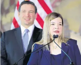  ?? WILFREDO LEE/AP ?? Barbara Lagoa, Gov. Ron DeSantis’ pick for the Florida Supreme Court, speaks after being introduced Jan. 9, 2019, in Miami.