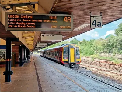  ?? BC Collection ?? The Midlands Rail Hub is one of three major rail projects whose delivery timetable is currently uncertain. Class 158 No. 158852 is about to leave Leicester with the 2L77/16.43 to Lincoln on August 3.