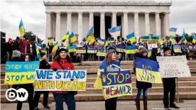  ?? ?? Protesters in Washington DC call for more support to Ukraine in March