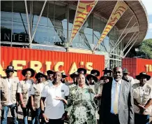  ?? ?? STHEMBISO Madlala, the Chairperso­n of the Tourism KZN Board, Lindiwe Rakharebe, the CEO of Durban ICC and eThekweni’s Mayor Mxolisi Kaunda with the KZN Tourism ambassador­s at 2022 Africa’s Travel Indaba which took place in Durban this week. | SHELLEY KJONSTAD African News Agency (ANA)