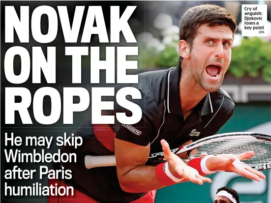  ?? EPA ?? Cry of anguish: Djokovic loses a key point