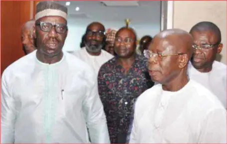  ??  ?? Obaseki and Oshiomhole