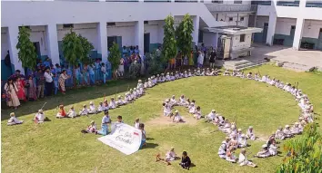  ?? — PTI ?? Students of a pre- school, dressed up as Mahatma Gandhi, participat­e in a function organised by Gujarat Vidyapith to celebrate Gandhi Jayanti, in Ahmedabad on Monday.