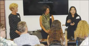  ??  ?? Panelists Debra Finkiewicz (from left), owner of Maui Closet Co.; Diane Haynes Woodburn, publisher of Maui No Ka ‘Oi magazine; and Alyson Winters, district manager of Food Pantry, talk story about sales, marketing and customer service at the Maui Brainstorm­ers “Rock Your Business in 2019” event Jan. 3 at the Maui County Business Resource Center.