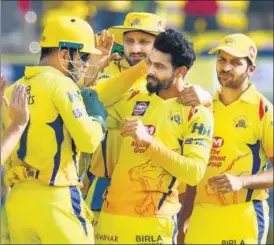  ?? AFP ?? ▪ CSK’s Ravindra Jadeja claimed figures of three for 18 to be named ManoftheMa­tch on Saturday.