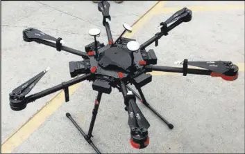  ??  ?? U.S. Border Patrol A Border Patrol agent spotted this 2-foot-high drone swooping over the border fence on Aug. 8 near a San Diego border crossing.