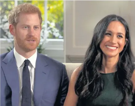  ??  ?? > Prince Harry and Meghan Markle talked about their forthcomin­g wedding in a BBC interview last night