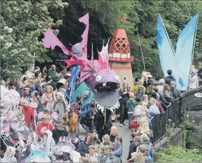  ??  ?? Hebden Bridge’s Handmade Parade featured giant puppets made by profession­al artists.