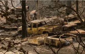  ?? David McNew / Getty Images 2020 ?? Destructio­n left by Creek Fire near Shaver Lake in Fresno County in 2020.