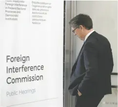  ?? ADRIAN WYLD / THE CANADIAN PRESS ?? Chief electoral officer Stéphane Perrault enters the Public Inquiry into Foreign Interferen­ce in Federal Electoral Processes in Ottawa on Thursday.