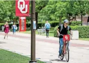  ?? [PHOTO PROVIDED] ?? The University of Oklahoma has been recognized as a bicycle friendly university.