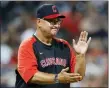  ?? ASSOCIATED PRESS FILE PHOTO ?? Cleveland Guardians manager Terry Francona makes a pitching change during the fifth inning of the team’s game against the Houston Astros earlier this year in Cleveland.