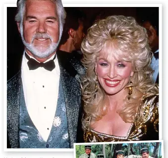  ??  ?? Music and the arts: Kenny Rogers with Dolly Parton and (right) Le Gendarme de Saint Tropez