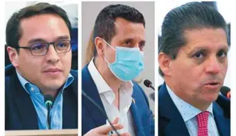  ?? / El Espectador ?? Germán García (Liberal), Nelson Cubides (Conservado­r) y Julián López (Cambio Radical) fueron escogidos por sorteo el pasado lunes en la plenaria.