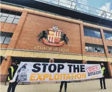  ??  ?? Protesters at the Stadium of Light.