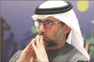  ??  ?? In this file photo, UAE Energy Minister Suhail alMazrouei attends the UAE Energy Forum 2020 in Abu Dhabi, United Arab Emirates. Al-Mazrouei said Sunday, July 18, 2021, that OPEC and allied countries have reached a ‘full agreement’ after an earlier dispute that roiled oil prices. The comments by alMazrouei to journalist­s came after an online meeting to reach a deal. (AP)