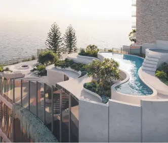  ??  ?? An artist’s impression of the penthouse’s rooftop terrace and pool at the proposed developmen­t on Goodwin Tce in Burleigh Heads.