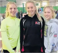  ??  ?? Pioneer 79 swimmers Katherine Waters, Leah Williams and Ella Williams