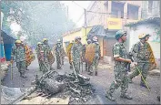  ?? PTI ?? Security personnel in Howrah district on Saturday.