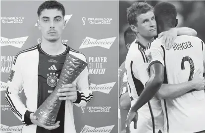  ?? ?? Nỗi tê tái của đội tuyển Đức và khuôn mặt buồn thảm của Kai Harvertz khi nhận giải xuất sắc nhất ở trận thắng Costa Rica 4-2
