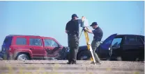  ?? ADOLPHE PIERRE-LOUIS/JOURNAL ?? Bernalillo County Sheriff’s Office deputies investigat­e the scene of an officer-involved shooting on Central near Unser on Thursday morning.