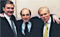  ??  ?? Nikolai Glushkov, left, with Boris Berezovsky, centre, and Badri Patarkatsi­shvili