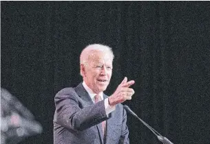  ?? ALEX WROBLEWSKI BLOOMBERG ?? Former U.S. vice-president Joe Biden first ran for presidency in 1987. His second attempt was 20 years later. If he were to win the race in 2020, he would be the oldest president ever elected.