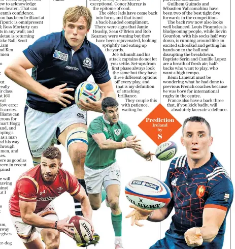  ??  ?? Four to watch today: (left to right) Rhys Webb of Wales, Jonny Gray of Scotland, Ireland’s Conor Murray and Louis Picamoles of France